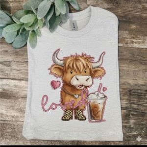 Valentine's day shirt Loved Cow Coffee popular cute Short Sleeve Tshirt